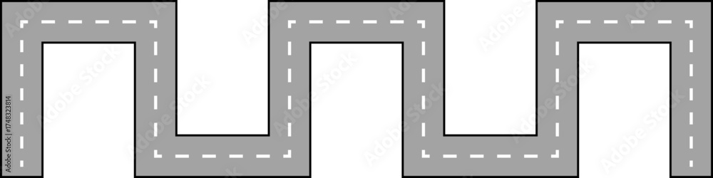 Fototapeta premium Wavy Zigzag Line Road Route Illustration