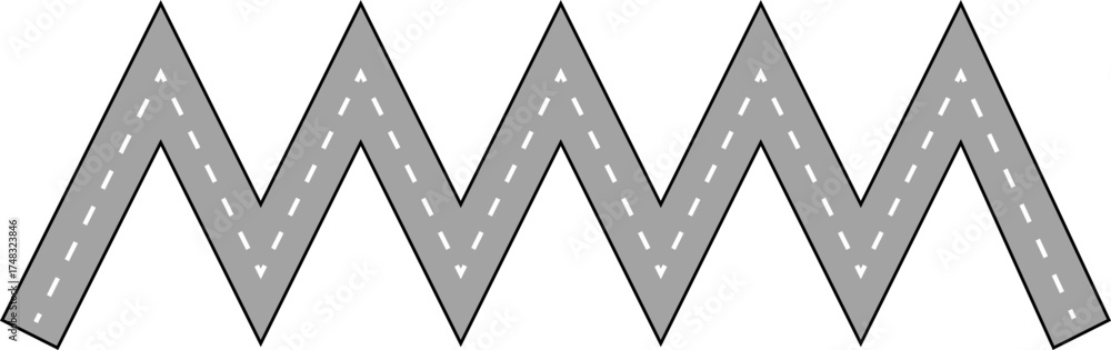 Fototapeta premium Wavy Zigzag Line Road Route Illustration
