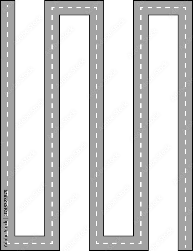 Fototapeta premium Wavy Zigzag Line Road Route Illustration
