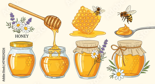Golden sweet nectar collected by industrious bees.