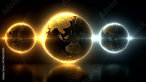 Abstract 3D Orbs in Bright Light with Glowing Edges Against Dark Background