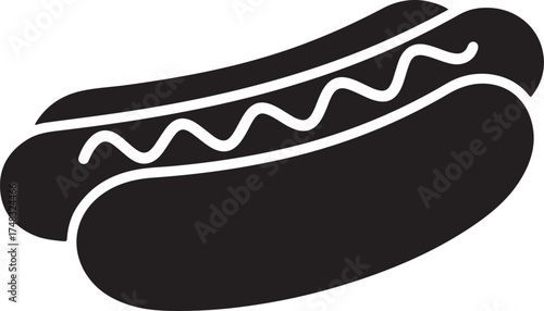 Hot dog silhouette vector, hotdog stencil icon, hot dog silhouette icon vector illustration