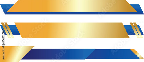 Abstract blue and gold gradient vector footer design with dynamic shapes composition. Luxury background graphics.