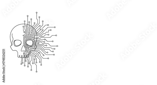 Vector illustration of digital skull with integrated circuit board design