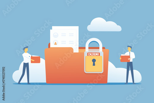 Secure digital calendar management and data protection with cloud storage and locked files