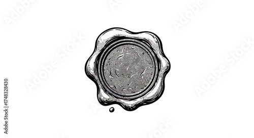 Vintage wax seal stamp in retro style with embossed details