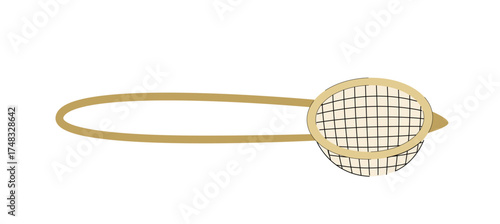 Matcha strainer illustration. Flat vector of a traditional tea strainer with mesh basket and long handle, used in Japanese tea preparation.