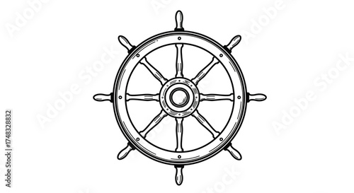 Nautical ship wheel design with vintage maritime charm