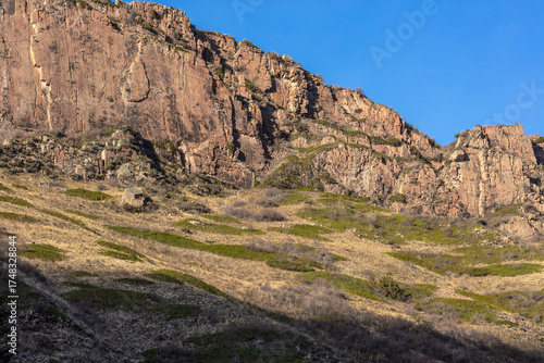 mountain landscape with blue sky and clouds