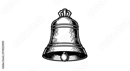 Vintage hand drawn bell with ornate details