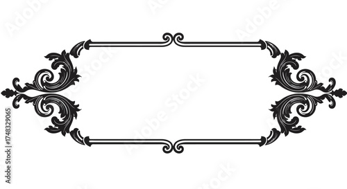 Elegant ornamental border with floral swirls for greeting cards or invitations