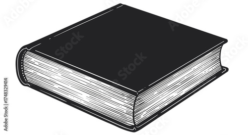 Classic black book in vintage engraving style detailed hardcover design