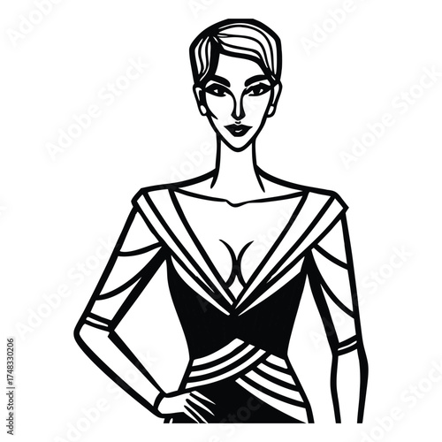 Modern model wearing sleek dress