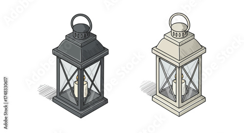 Charming lantern design with realistic details for home decor and ambient lig…