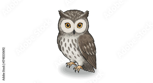 Charming owl art with hand-drawn detailed feathers and warm colors