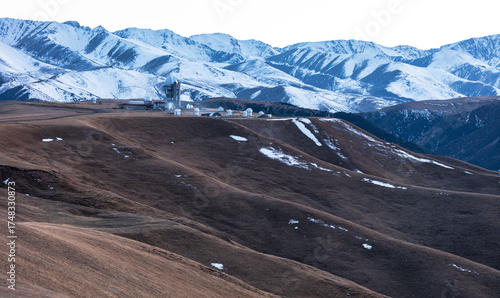 mountain landscape with snow covered mountains