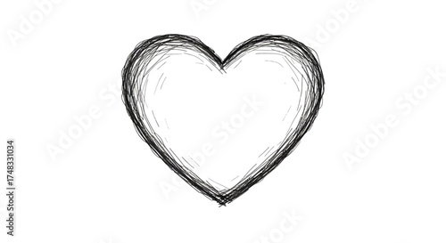 Hand drawn heart sketch on white background