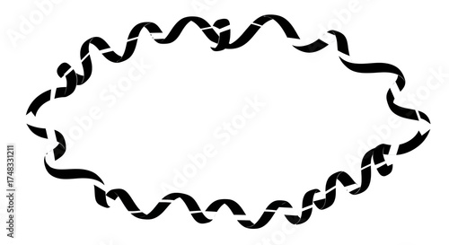 Circular wavy ribbon frame in black and white design
