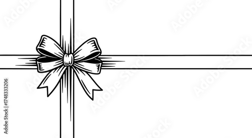 Elegant gift box with ribbon and bow outline