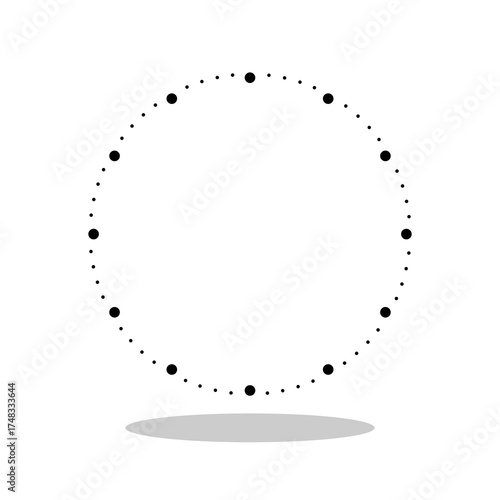 Clock dial face icon. Round watch face with shadow