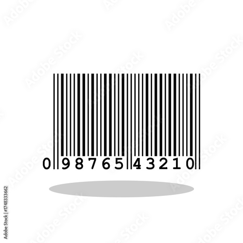 Simple Black Barcode icon with shadow