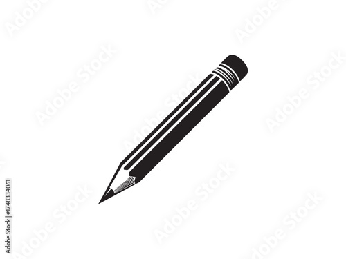Pencil Writing Vector Icon – Modern Minimal Black Illustration