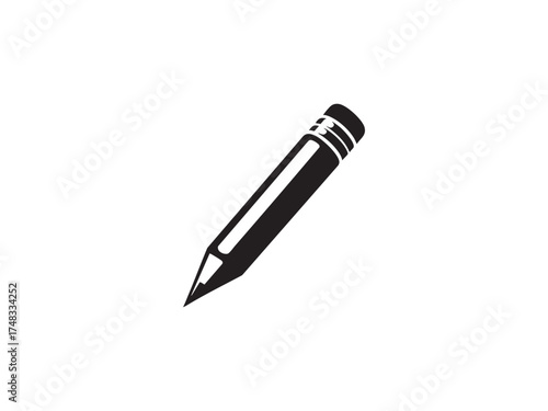 Creative Pencil Icon – Black Vector Design for Writing and Art