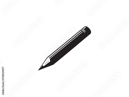 Pencil Vector Icon – Minimal Black Silhouette Illustration