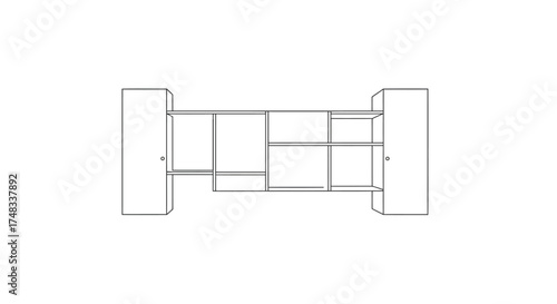 Modern linear wall mounted cabinet design with multiple shelves