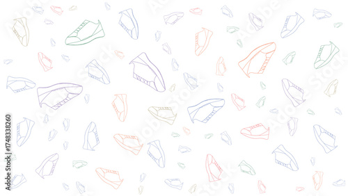 Minimalist Dotted Line Shoe Pattern Vector Background