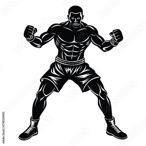 Generative Design Aggressive Boxer Stance Fighter Silhouette Icon