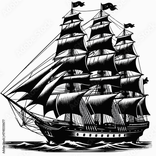 sailing ship in the sea