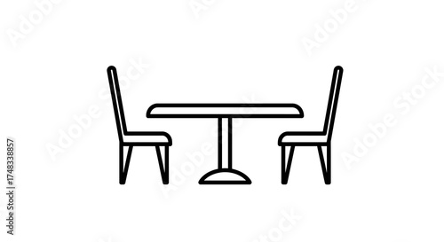 Minimalist dining room setup with modern chairs and table outline