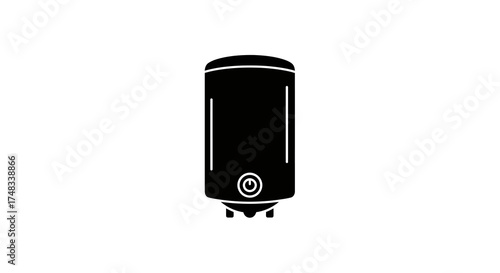 Minimalist silhouette of a modern electric water heater for home appliance design