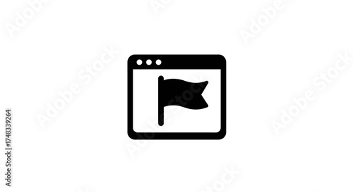 Minimalist web browser icon with flag symbol in black silhouette style
