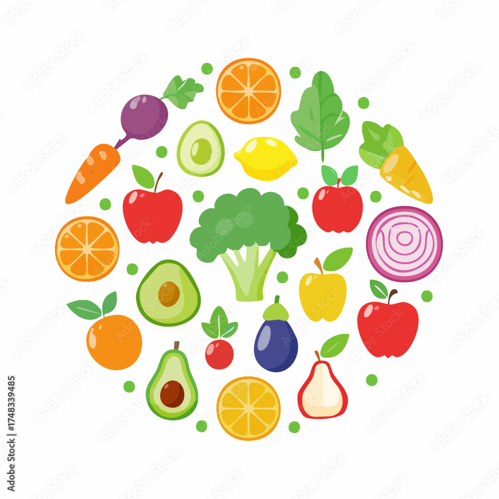 Obraz premium Colorful Healthy Fruits and Vegetables.
