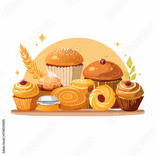 Delicious Assortment of Baked Goods Illustration.