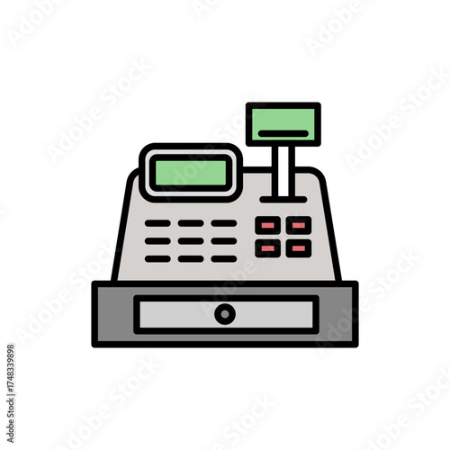 Cash Register Illustration Retail Point of Sale System Graphic