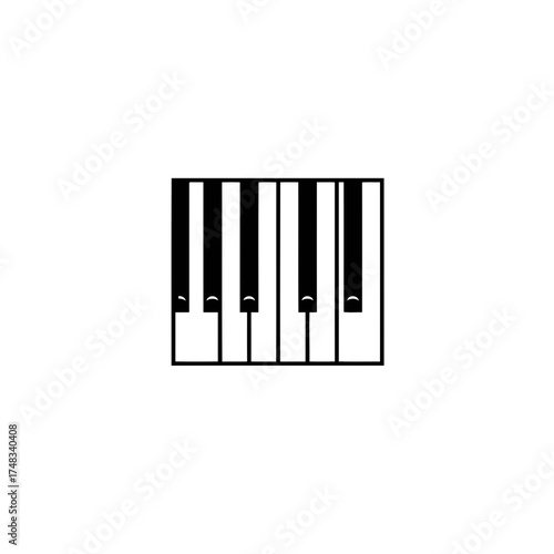 Minimalist Black and White Piano Keys Vector Illustration with Frowning Faces