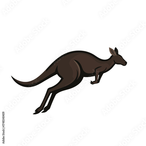 Dynamic Leaping Kangaroo Stylized Vector Illustration in Earthy Tones