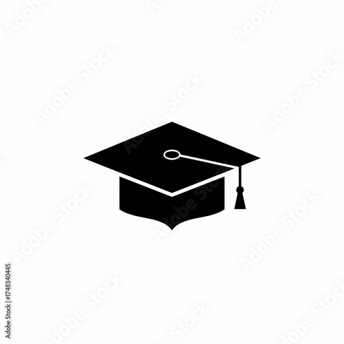 Minimalist Black Graduation Cap Mortarboard Vector Illustration