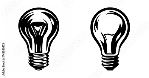 Two distinct lightbulb concepts presented side by side symbolizing invention inspiration innovation or a brilliant new idea sparking thought