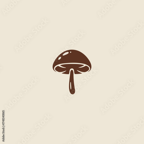 Minimalist Earthy Brown Mushroom Vector Illustration with Subtle Gloss Highlights