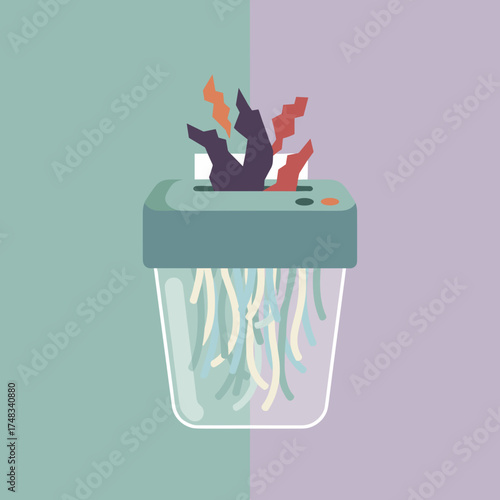 Shredding confidential documents for data privacy and security Office business concept