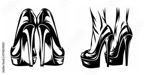 High fashion platform heels striking a pose on the runway a captivating close-up