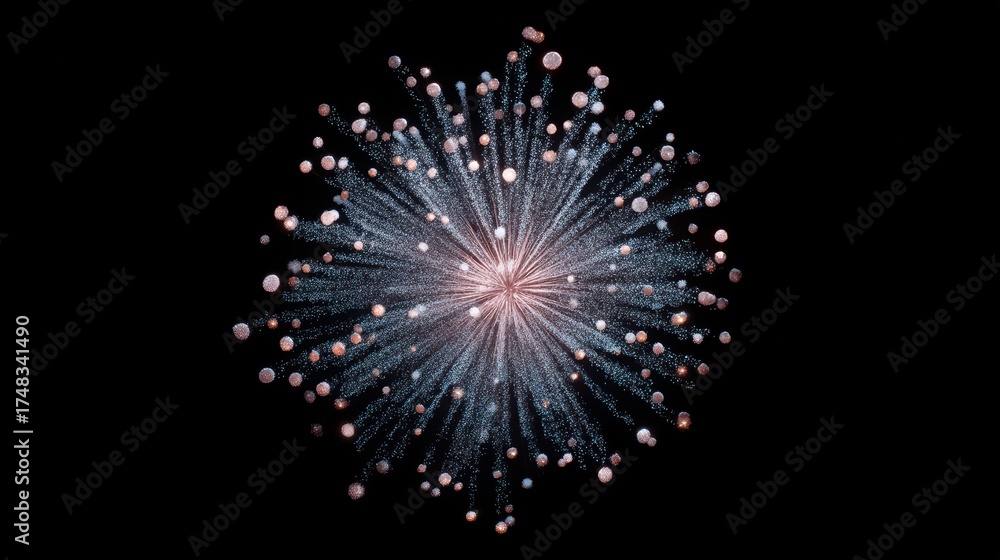 Fototapeta premium Explosive burst of sparkling fireworks against a dark background, creating a festive atmosphere.