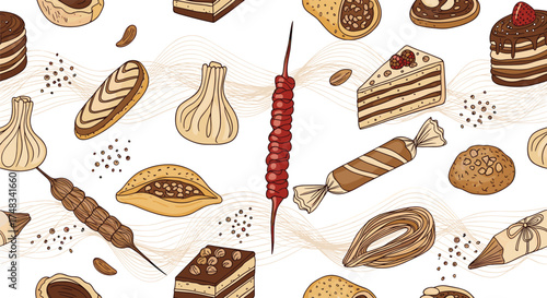A delightful assortment of sweet and savory pastries and desserts.