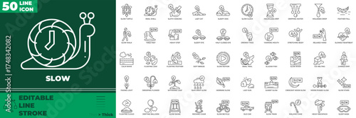 Slow Line Editable Icons set. Vector illustration in modern thin line style of slow icons: speed, accelerate, motion, etc