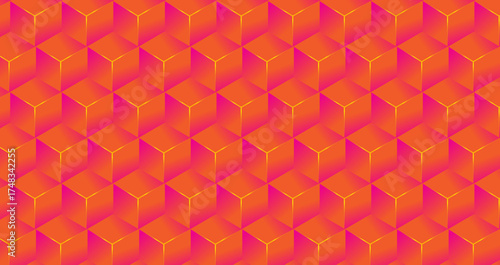 3d orange and pink gradient abstract geometric pattern background