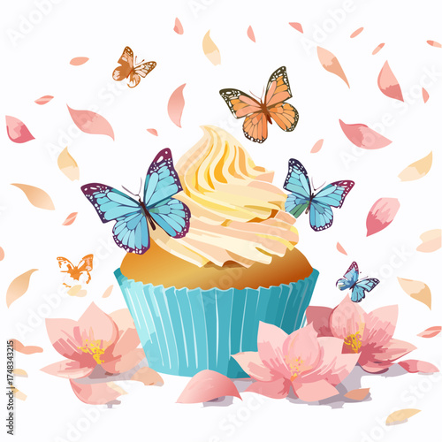 Frühlings-Cupcakes mit Schmetterlingen